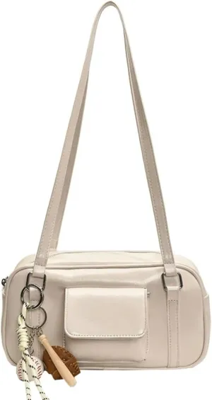 PU Leather Retro Boston Handbag Y2K Shoulder Purses for Women Stylish and Versatile Underarm Bag