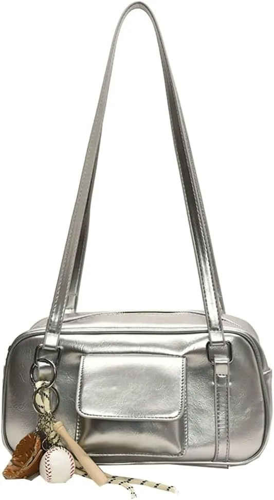 PU Leather Retro Boston Handbag Y2K Shoulder Purses for Women Stylish and Versatile Underarm Bag