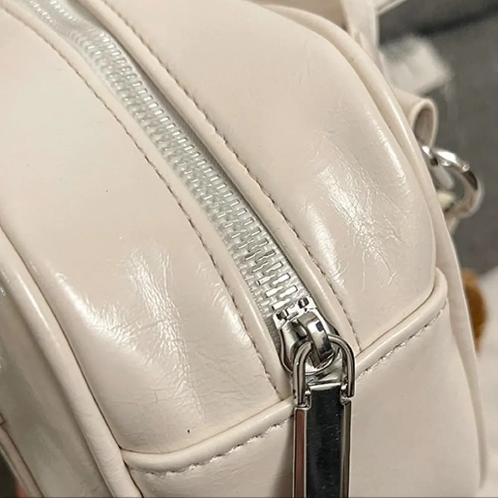 PU Leather Retro Boston Handbag Y2K Shoulder Purses for Women Stylish and Versatile Underarm Bag