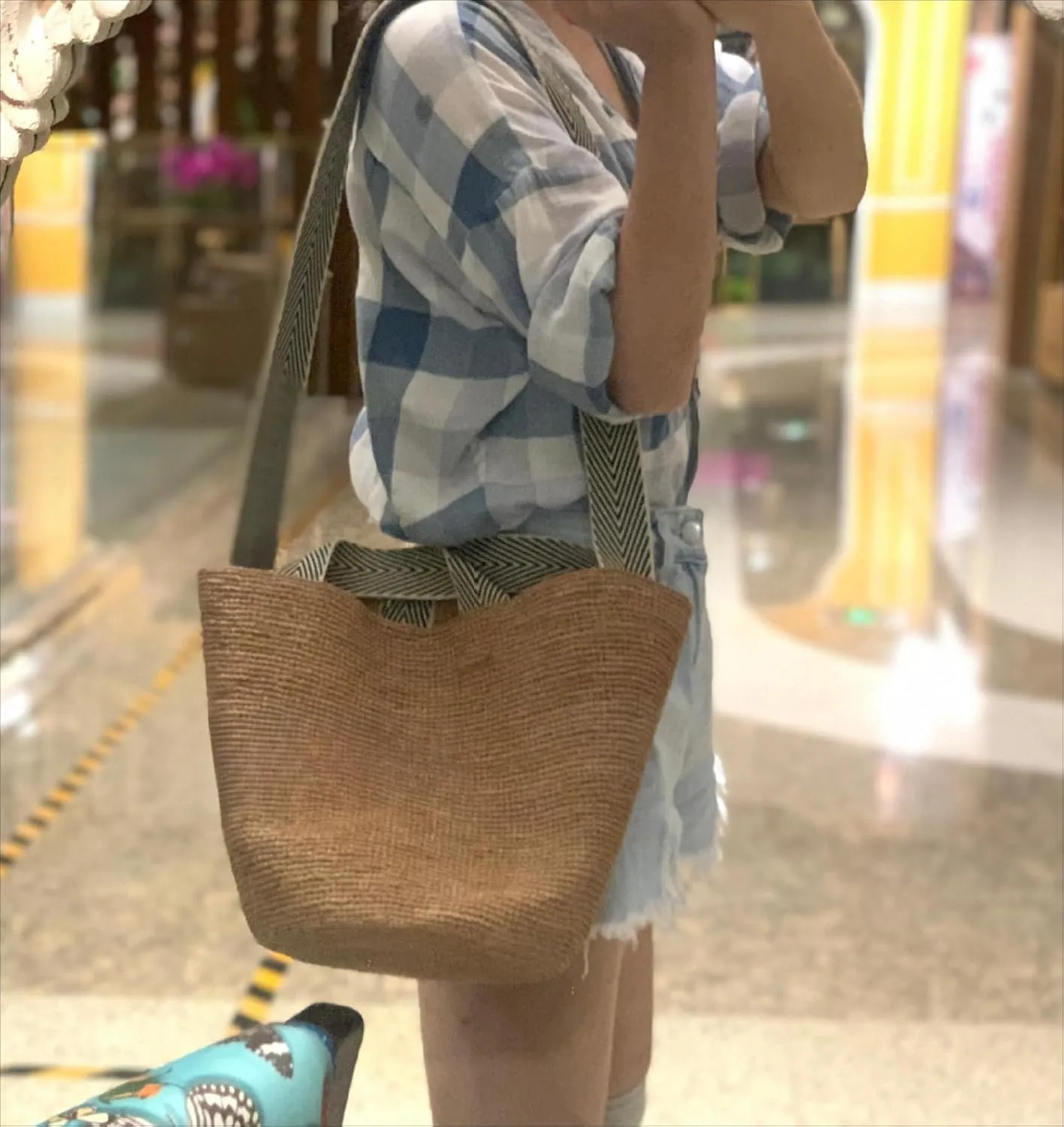 Raffia Straw Woven Handbag Shoulder Crossbody Bucket Bag Beach Vacation Hobo Versatile Crochet Large Capacity Chic Summer