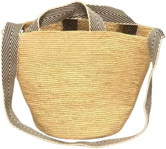 Raffia Straw Woven Handbag Shoulder Crossbody Bucket Bag Beach Vacation Hobo Versatile Crochet Large Capacity Chic Summer
