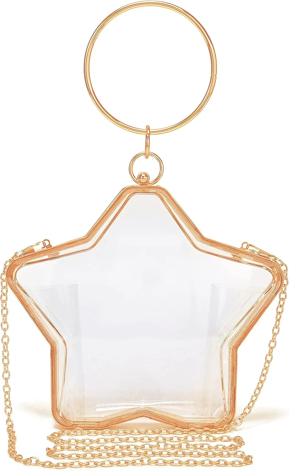Rejolly Clear Star Shaped Purse for Women Acrylic Transparent Evening Clutch Bag Crossbody Shoulder Handbag with Chain Strap