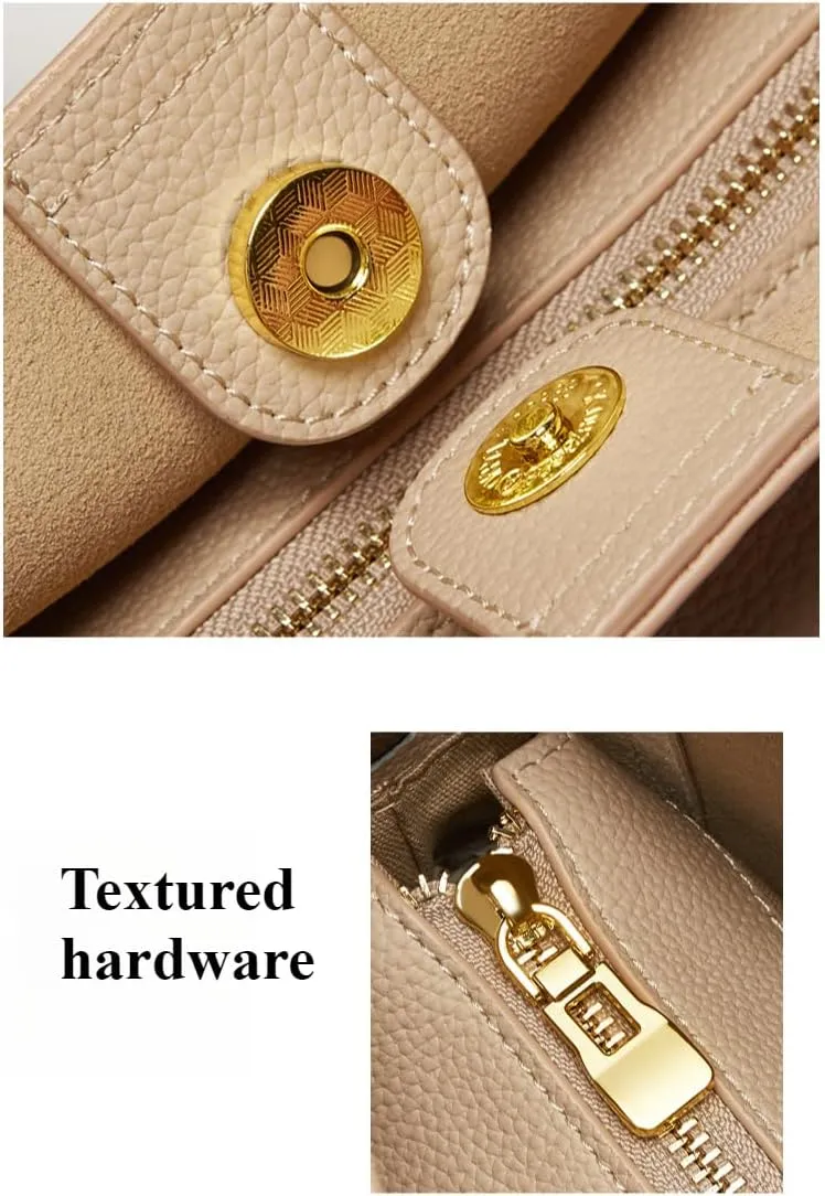 Retro Cowhide Bucket Bag Genuine Leather Handbag Shoulder Crossbody Bag Hobo Versatile Chic Clutch Niche Slip Pocket
