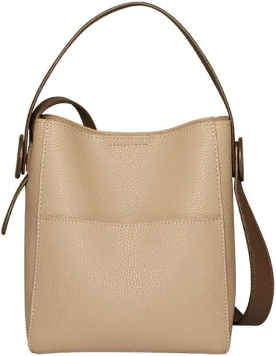 Retro Cowhide Bucket Bag Genuine Leather Handbag Shoulder Crossbody Bag Hobo Versatile Chic Clutch Niche Slip Pocket