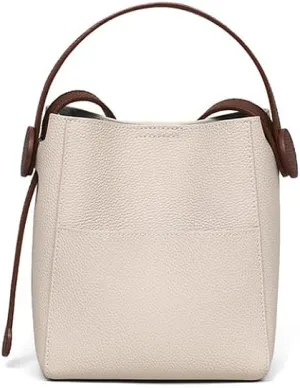 Retro Cowhide Bucket Bag Genuine Leather Handbag Shoulder Crossbody Bag Hobo Versatile Chic Clutch Niche Slip Pocket
