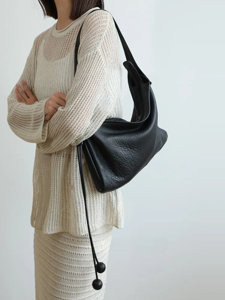 Retro Genuine Leather Shoulder Crossbody Underarm Bag Dumpling Bag Totes Hobo Handbag Versatile Stylish Lelgant Luxury