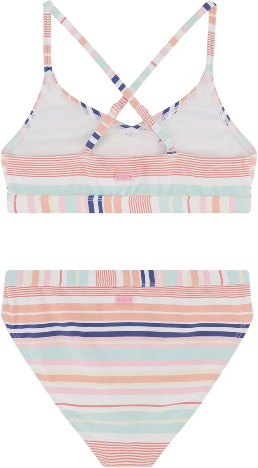 Roxy Girls' Two-Piece Bikini Swimsuit Set, UPF 50  Sun Protection, Quick-Dry Bathing Suit