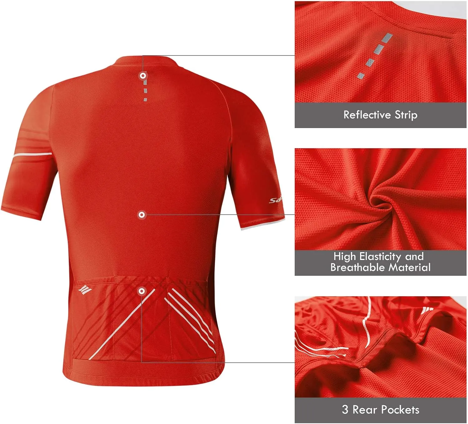 Santic Cycling Jersey Men's Short Sleeve Tops Mountain Biking Shirts Bicycle Jacket with Pockets 