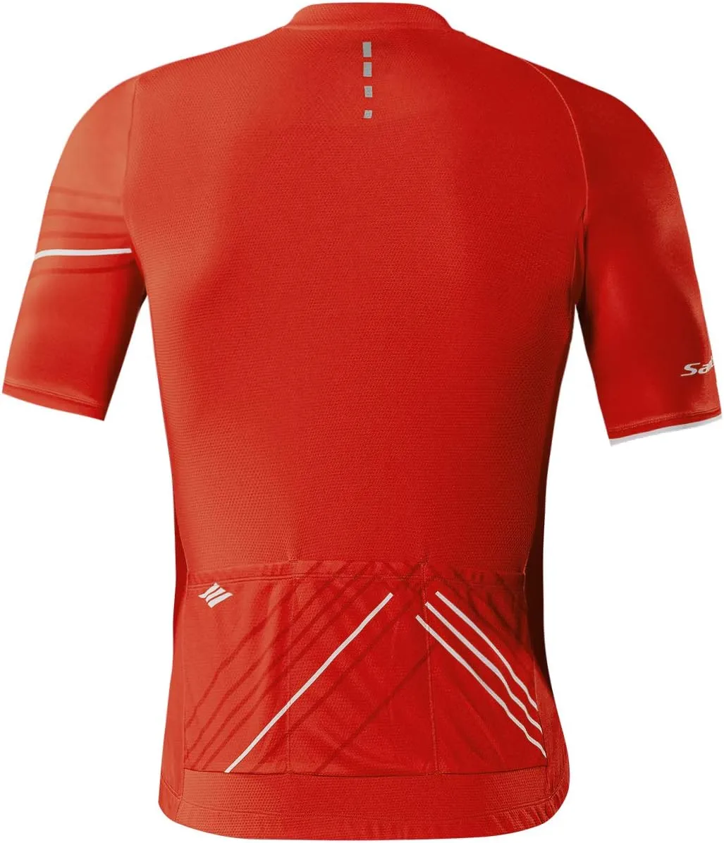 Santic Cycling Jersey Men's Short Sleeve Tops Mountain Biking Shirts Bicycle Jacket with Pockets 