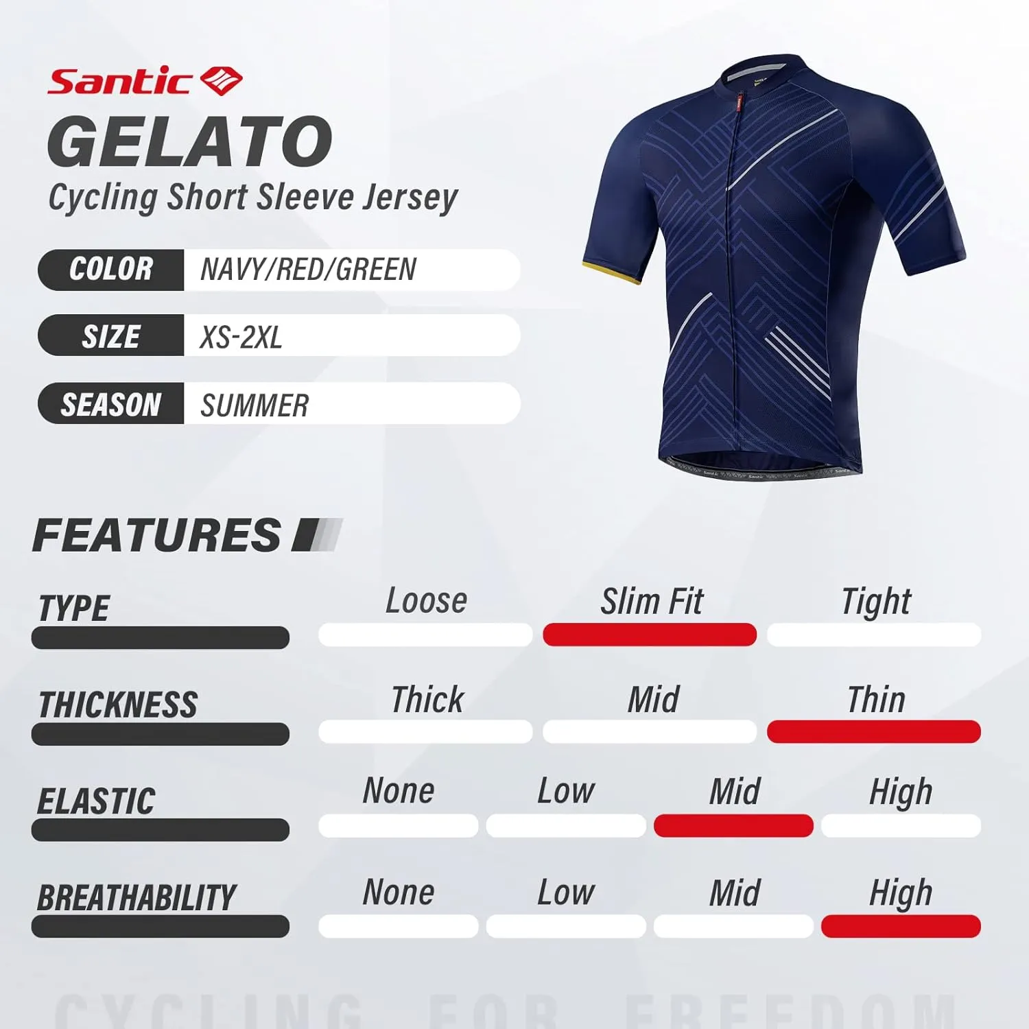 Santic Cycling Jersey Men's Short Sleeve Tops Mountain Biking Shirts Bicycle Jacket with Pockets 