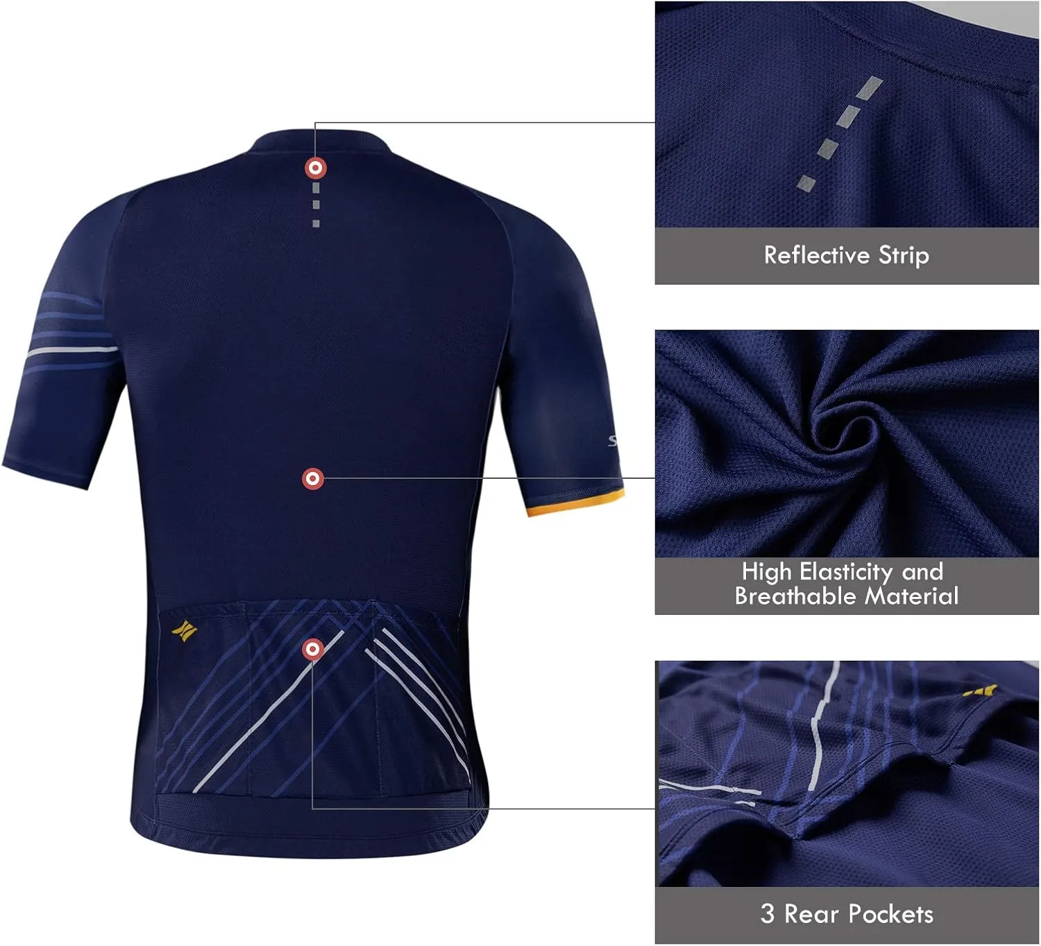 Santic Cycling Jersey Men's Short Sleeve Tops Mountain Biking Shirts Bicycle Jacket with Pockets 
