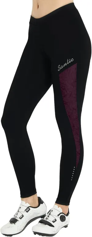 Santic Women's Bike Pants 4D Padded Cycling Tights High Waisted Bicycle Trousers with Pockets Biking Apparel UPF 50 
