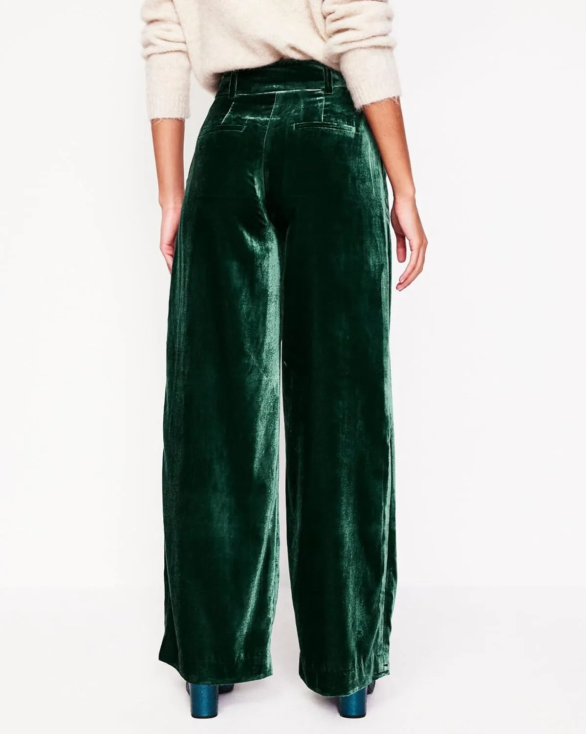SCOFEEL Women's Velvet Pants High Elastic Waist Wide Leg Lounge Pants Soft Stretchy Baggy Palazzo Trousers