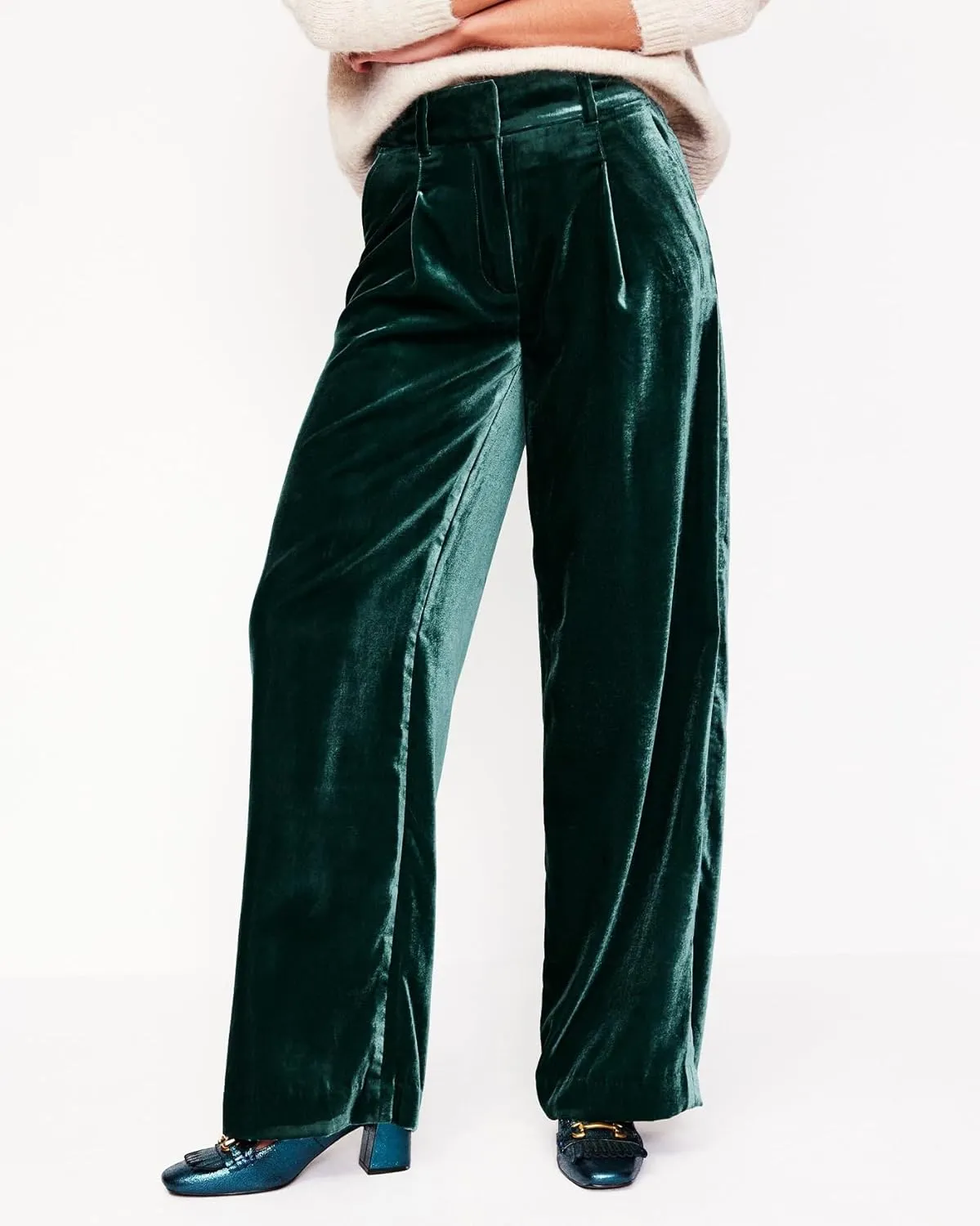 SCOFEEL Women's Velvet Pants High Elastic Waist Wide Leg Lounge Pants Soft Stretchy Baggy Palazzo Trousers