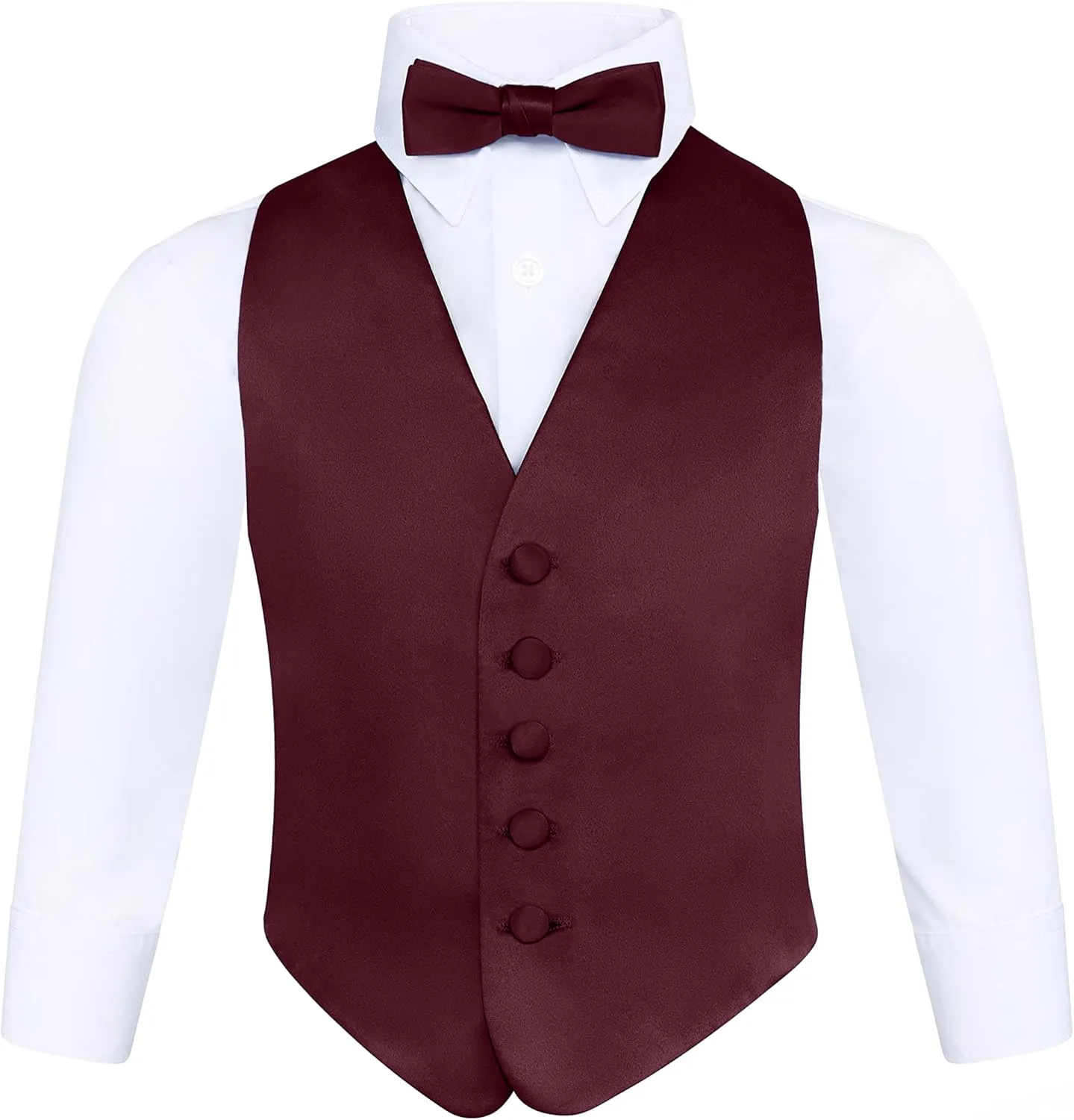 S.H. Churchill & Co. Boys 3 Piece Backless Formal Vest Set  Includes Vest, Bow Tie, Pocket Square for Tuxedo or Suit