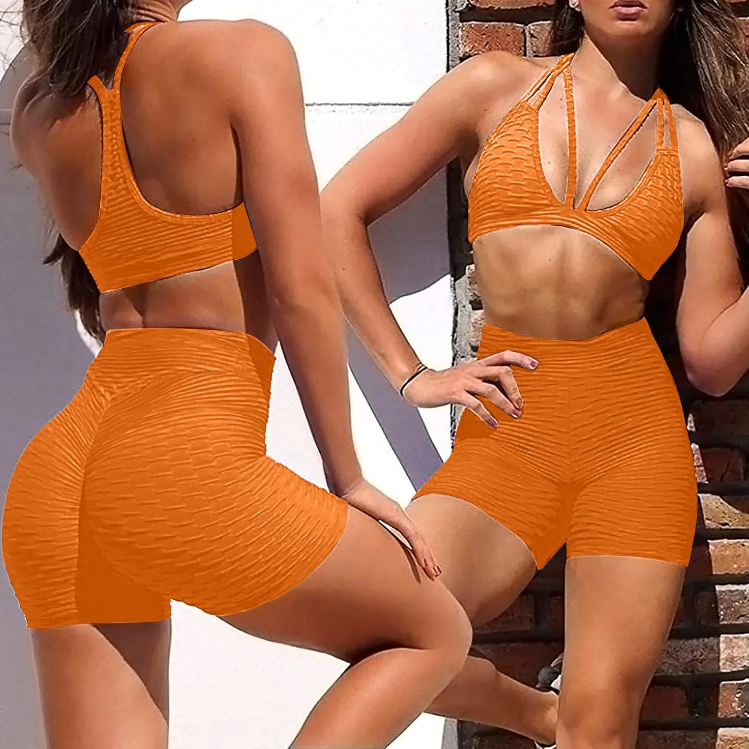 Shorts Fitness Hip Running High Biker Wrinkled Women Yoga Waist Pants Stretch Yoga Pants