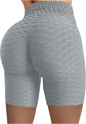 Shorts Fitness Hip Running High Biker Wrinkled Women Yoga Waist Pants Stretch Yoga Pants