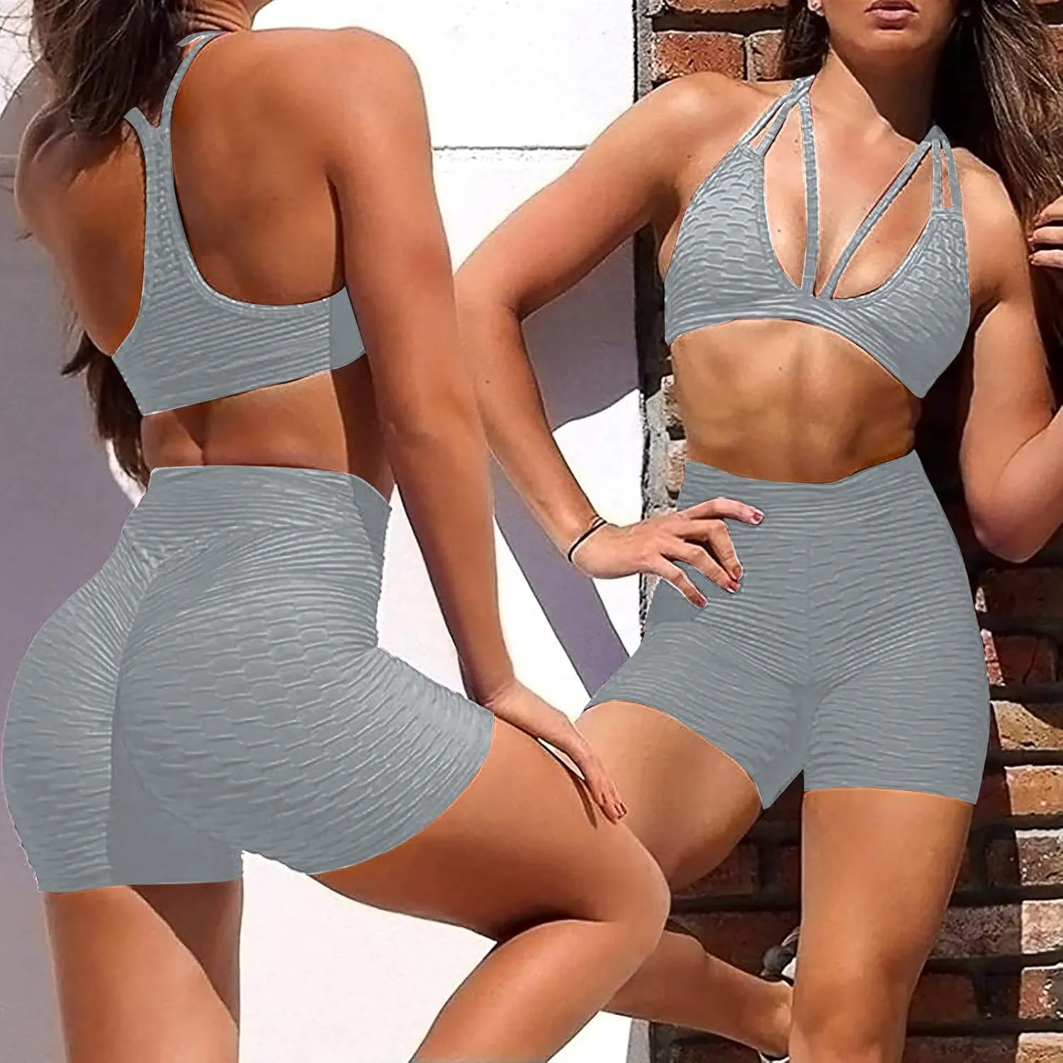 Shorts Fitness Hip Running High Biker Wrinkled Women Yoga Waist Pants Stretch Yoga Pants