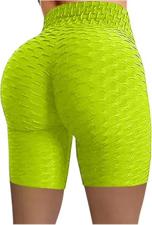 Shorts Fitness Hip Running High Biker Wrinkled Women Yoga Waist Pants Stretch Yoga Pants