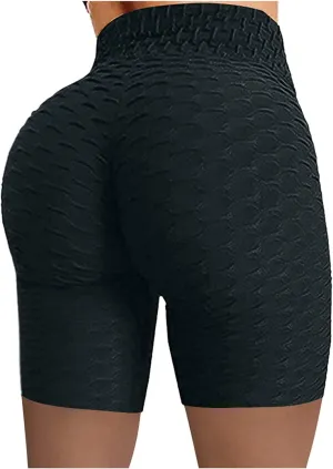 Shorts Fitness Hip Running High Biker Wrinkled Women Yoga Waist Pants Stretch Yoga Pants