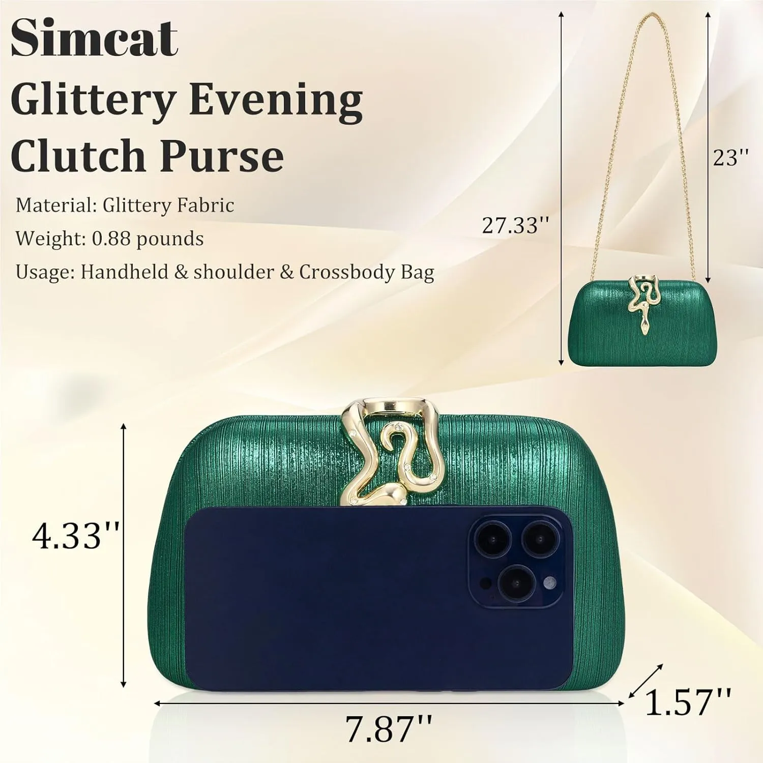 Simcat Glitter Clutch Purses for Women Elegant Evening Bag for Parties, Weddings and Formal Events