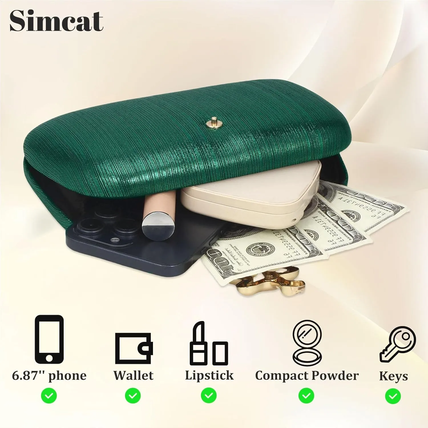 Simcat Glitter Clutch Purses for Women Elegant Evening Bag for Parties, Weddings and Formal Events
