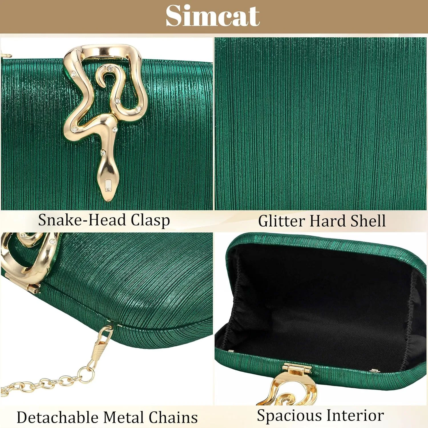 Simcat Glitter Clutch Purses for Women Elegant Evening Bag for Parties, Weddings and Formal Events