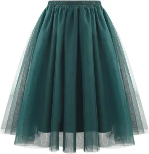 Skirt for Women A-line Multi-Layered High Elastic Waist Fluffy Gauze Dancing Performance Short Pleated Skirt