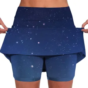 Skorts for Women Dressy Tie Dye High Waisted Tummy Control Tennis Skirt Built in Shorts Running Skirts with Pockets