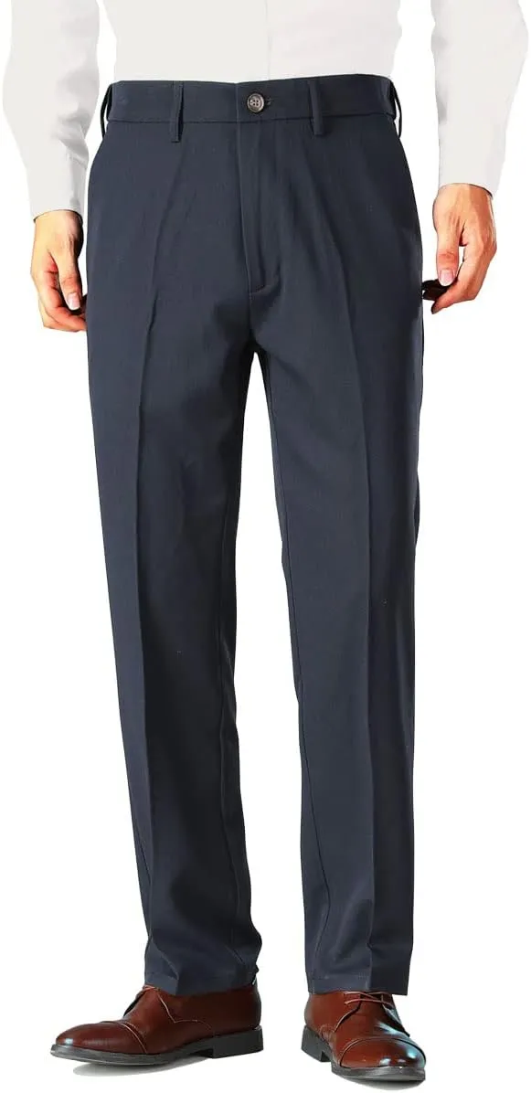 Soojun Men's Classic Fit Hidden Expandable Waist Flat Front Dress Pant