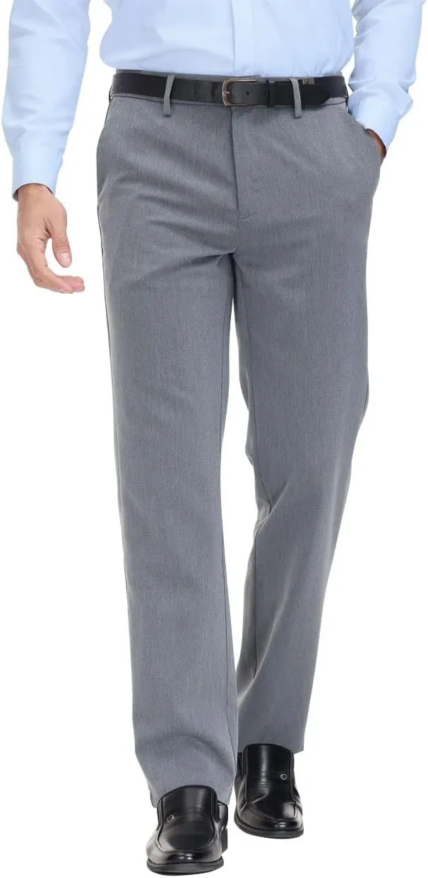 Soojun Men's Classic Fit Hidden Expandable Waist Flat Front Dress Pant