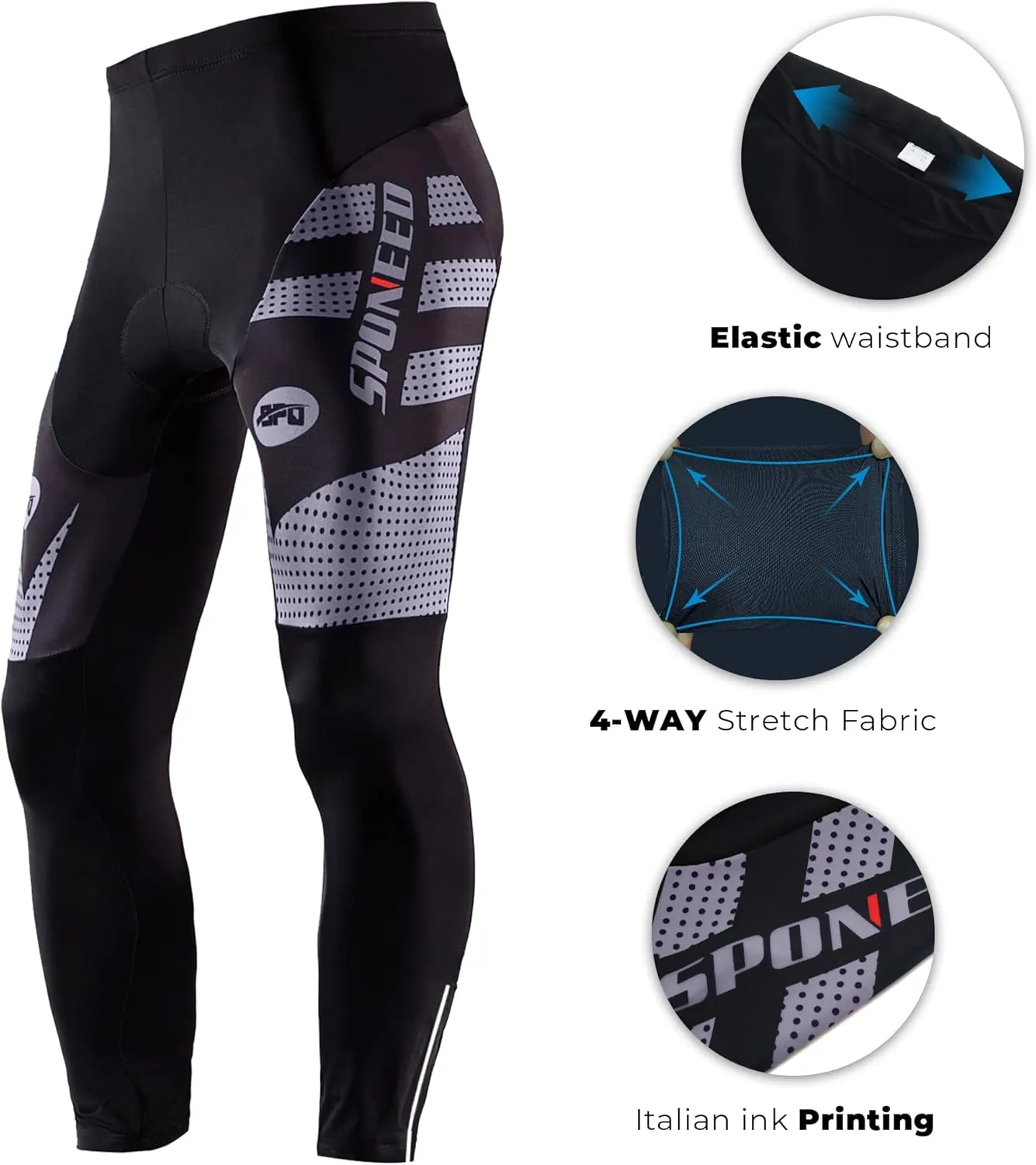 sponeed Men's Bicycle Pants 4D Padded Road Cycling Tights Leggings Outdoor Cyclist Riding Bike Wear