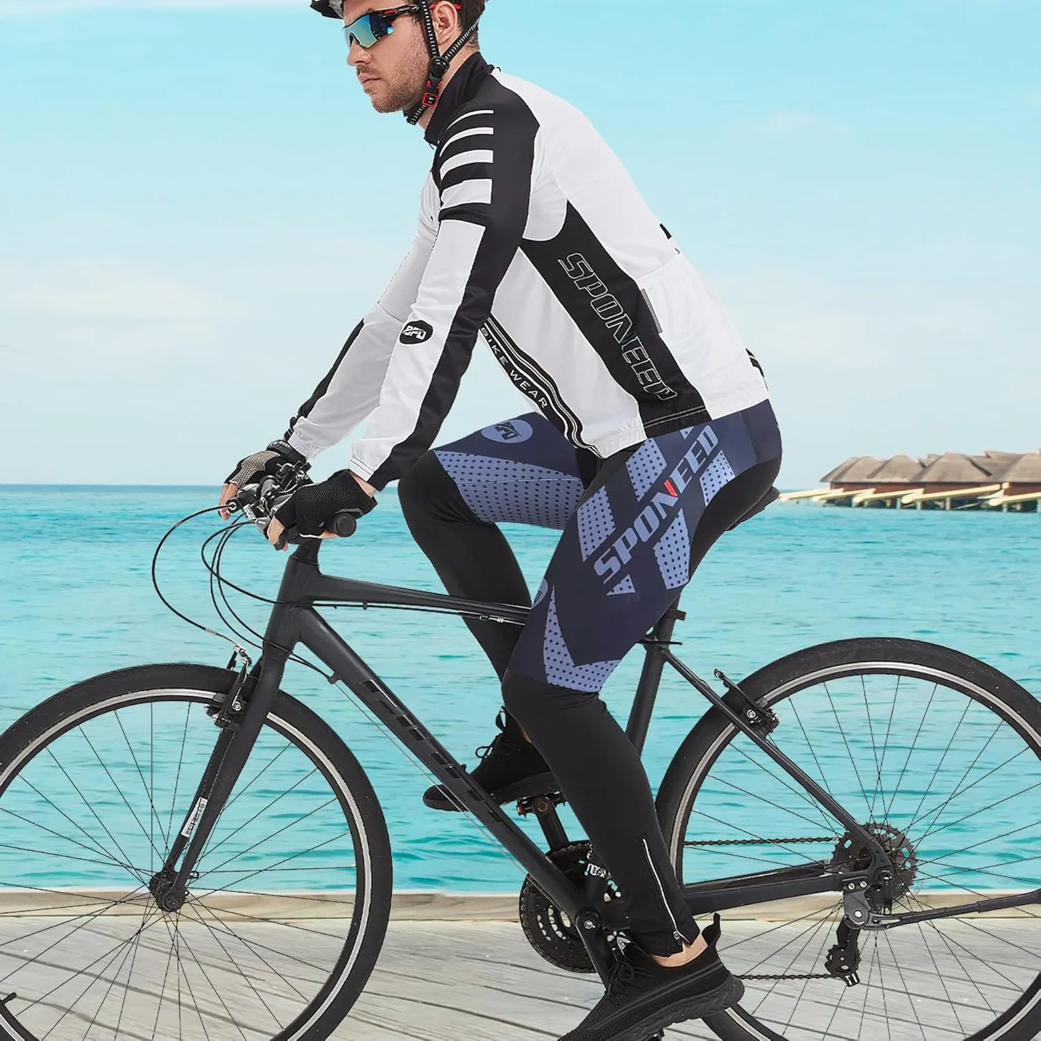 sponeed Men's Bicycle Pants 4D Padded Road Cycling Tights Leggings Outdoor Cyclist Riding Bike Wear