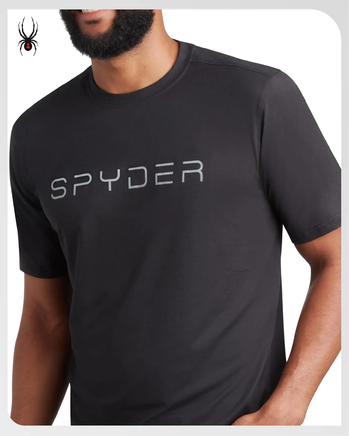 Spyder Mens Jersey Shirt - Moisture Wicking Quick Dry Short Sleeve Crewneck Athletic Tops Gym Workout Shirts for Men (S-XL)
