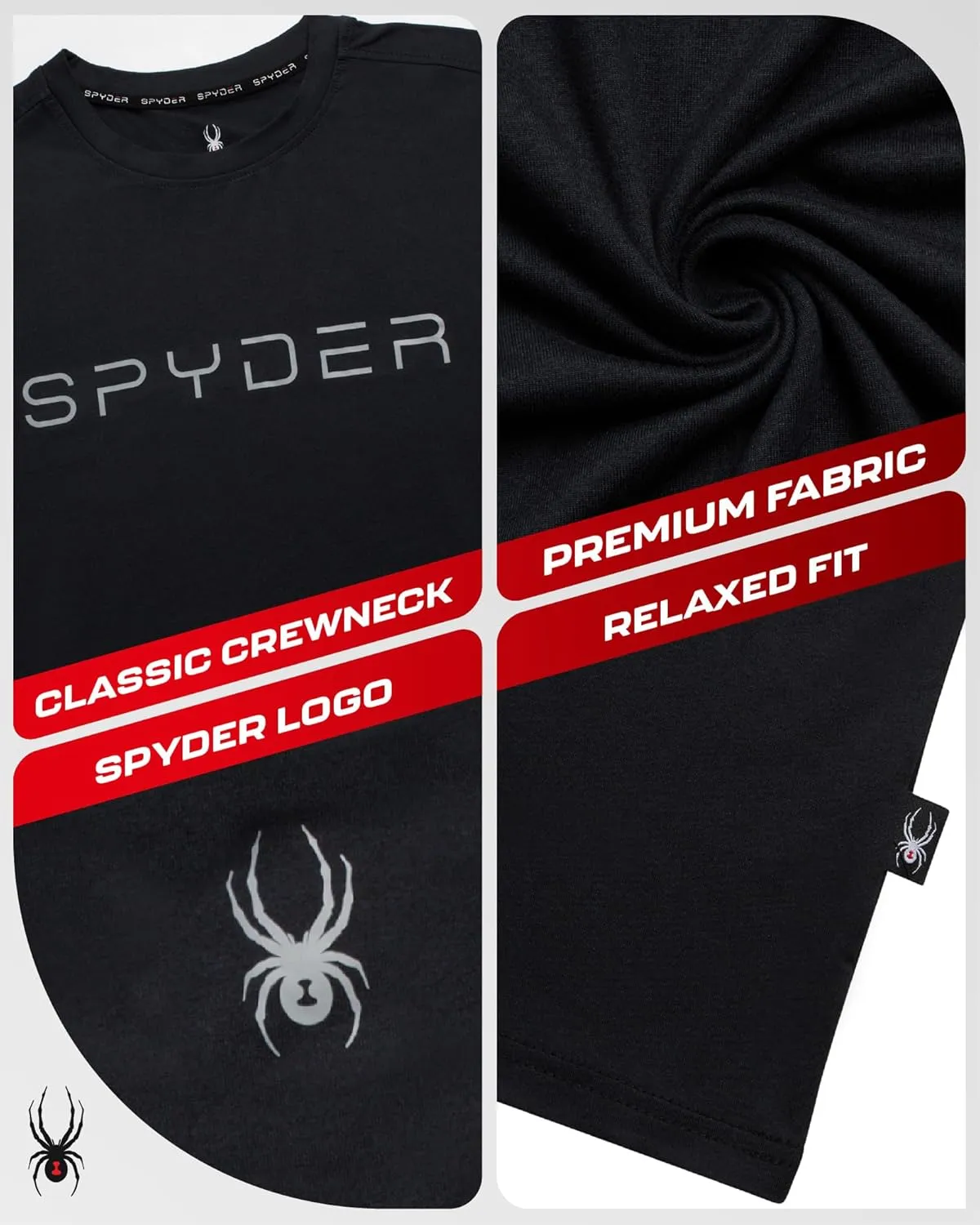 Spyder Mens Jersey Shirt - Moisture Wicking Quick Dry Short Sleeve Crewneck Athletic Tops Gym Workout Shirts for Men (S-XL)