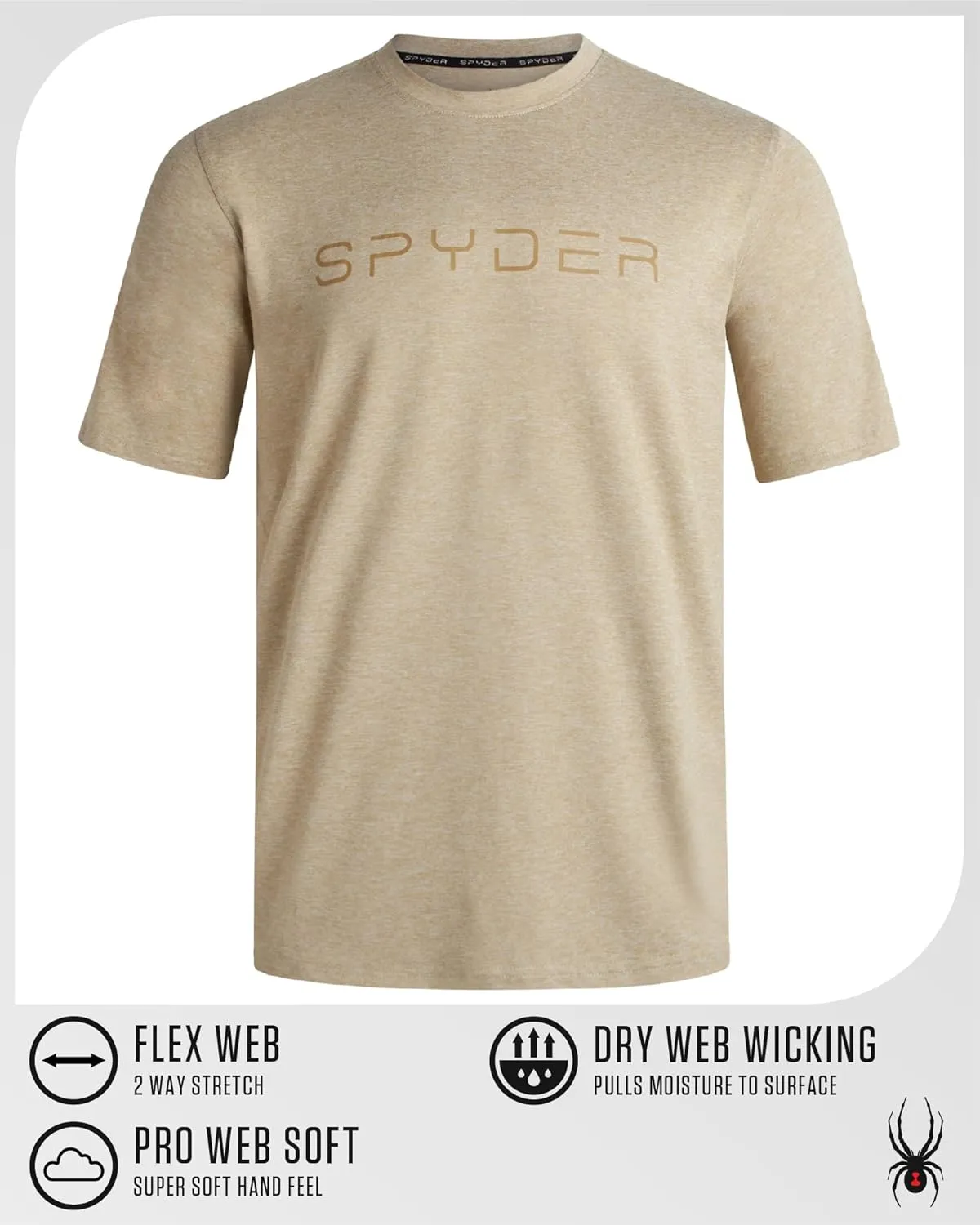Spyder Mens Jersey Shirt - Moisture Wicking Quick Dry Short Sleeve Crewneck Athletic Tops Gym Workout Shirts for Men (S-XL)
