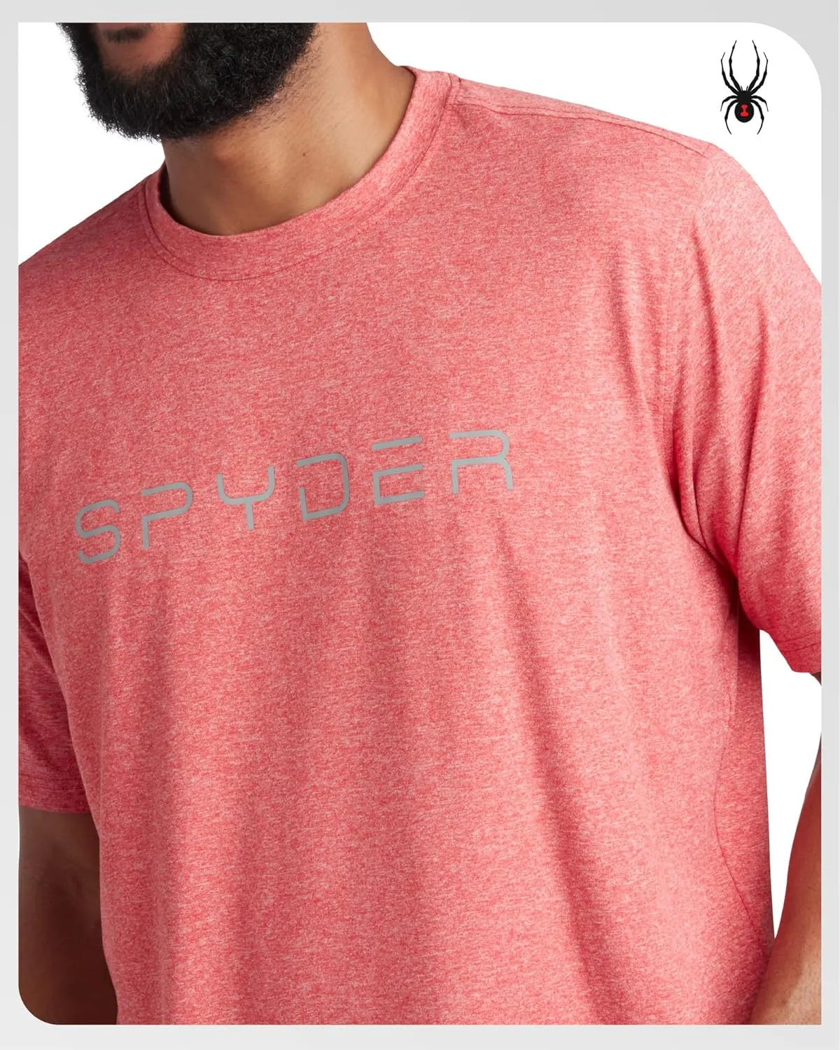 Spyder Mens Jersey Shirt - Moisture Wicking Quick Dry Short Sleeve Crewneck Athletic Tops Gym Workout Shirts for Men (S-XL)