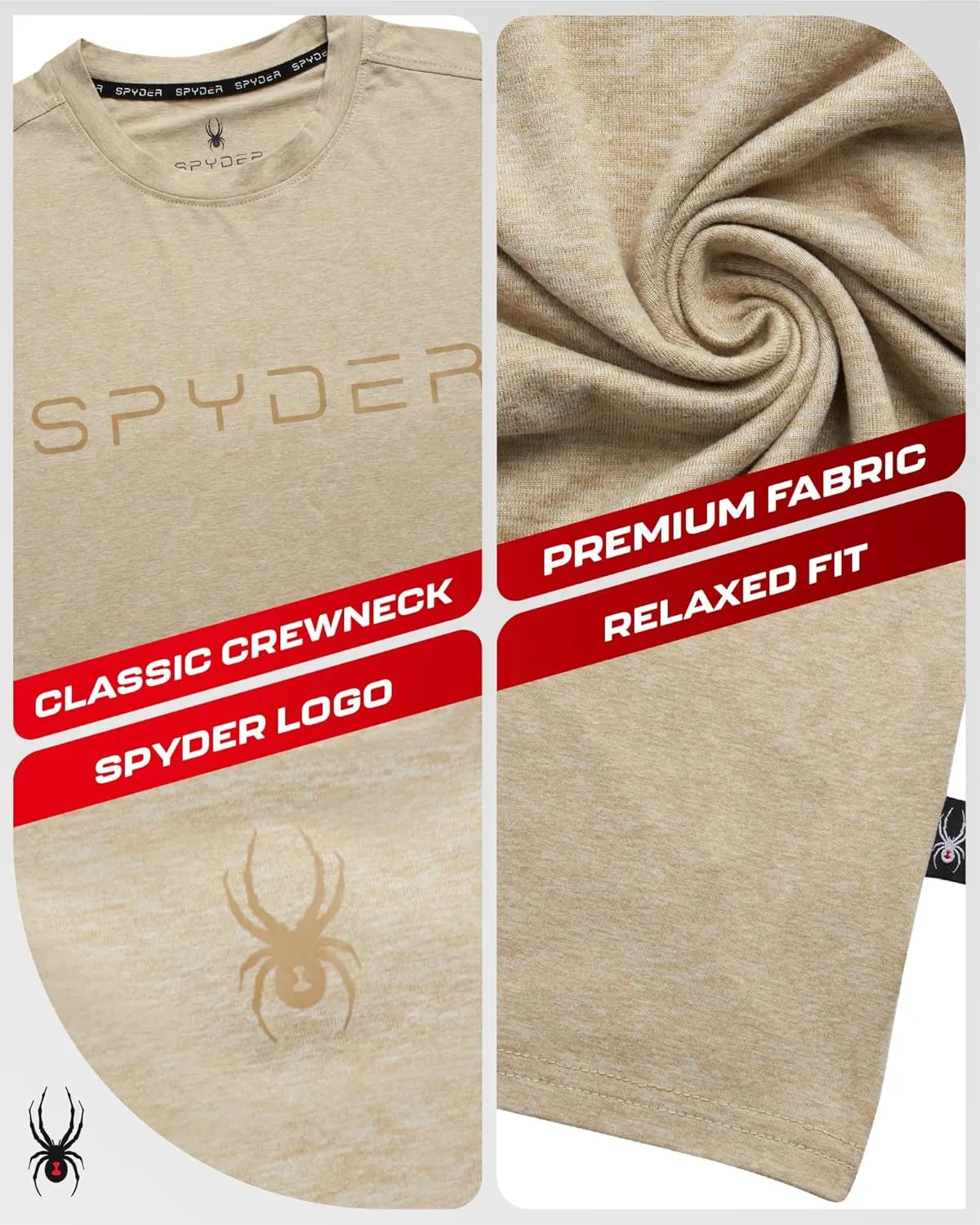 Spyder Mens Jersey Shirt - Moisture Wicking Quick Dry Short Sleeve Crewneck Athletic Tops Gym Workout Shirts for Men (S-XL)