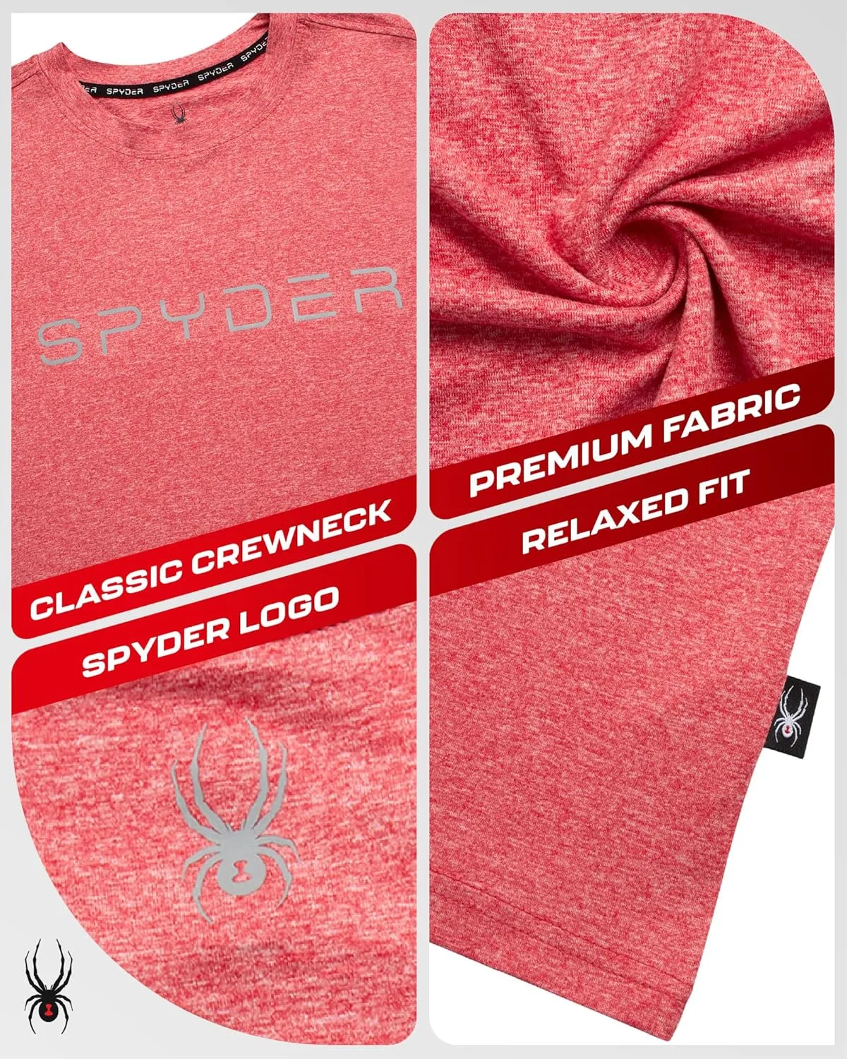Spyder Mens Jersey Shirt - Moisture Wicking Quick Dry Short Sleeve Crewneck Athletic Tops Gym Workout Shirts for Men (S-XL)