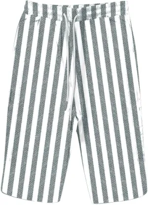 Striped Capri Women Linen Pants Cropped Lightweight Summer Elastic Waist Pocket for Women 2025 Loose Pinstripe Pants