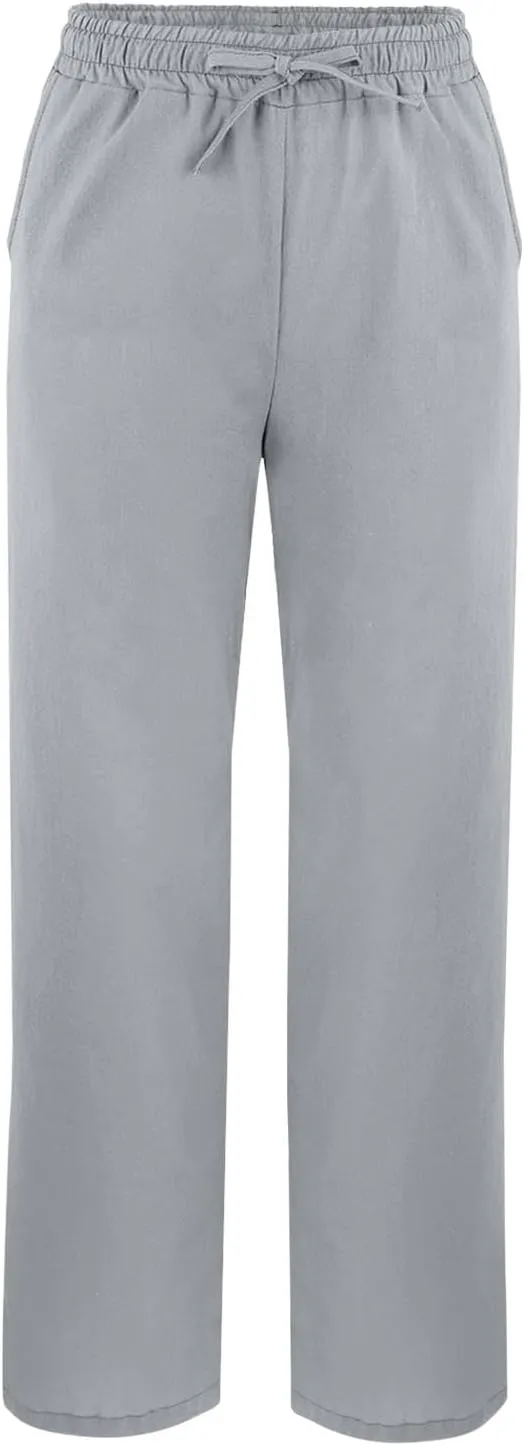 Striped Linen Pants for Women Linen Capri Lightweight Summer Beach Trousers for Women 2025 Ladies Pinstripe Pants
