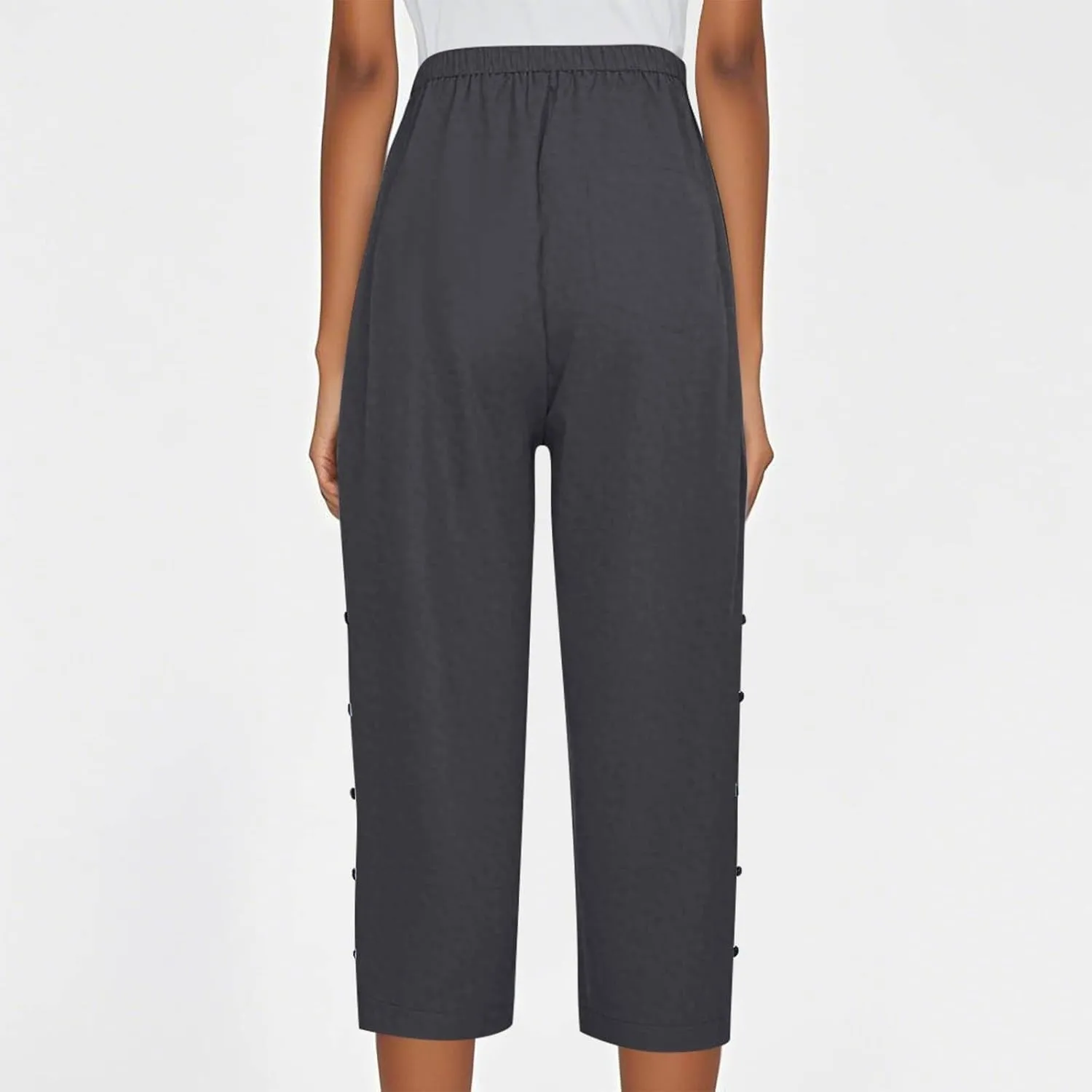 Striped Linen Pants Women Linen Lightweight Spring Summer Capri Pant 2025 Ladies Pinstripe Trousers