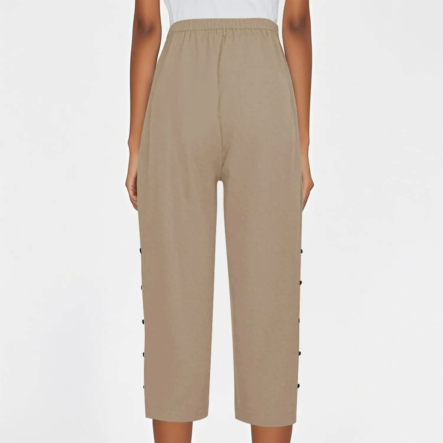Striped Linen Pants Women Linen Lightweight Spring Summer Capri Pant 2025 Ladies Pinstripe Trousers