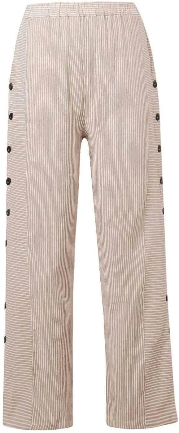 Striped Linen Pants Women Palazzo Capris Lightweight Spring Summer Flowy Pant 2025 Ladies Pinstripe Beach Pants