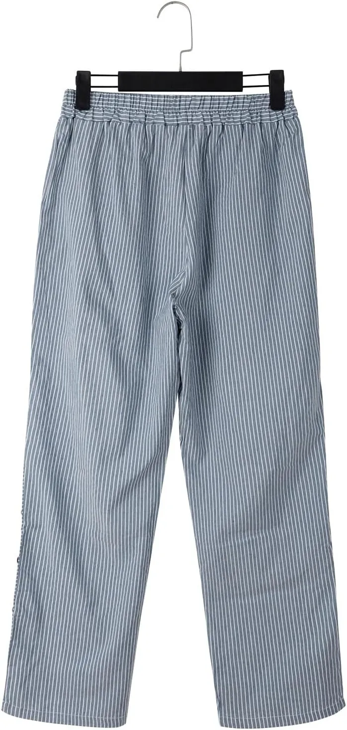 Striped Linen Pants Women Wide Leg Trousers with Pockets Casual Lightweight Pinstripe Pants Trendy Clothes 2025