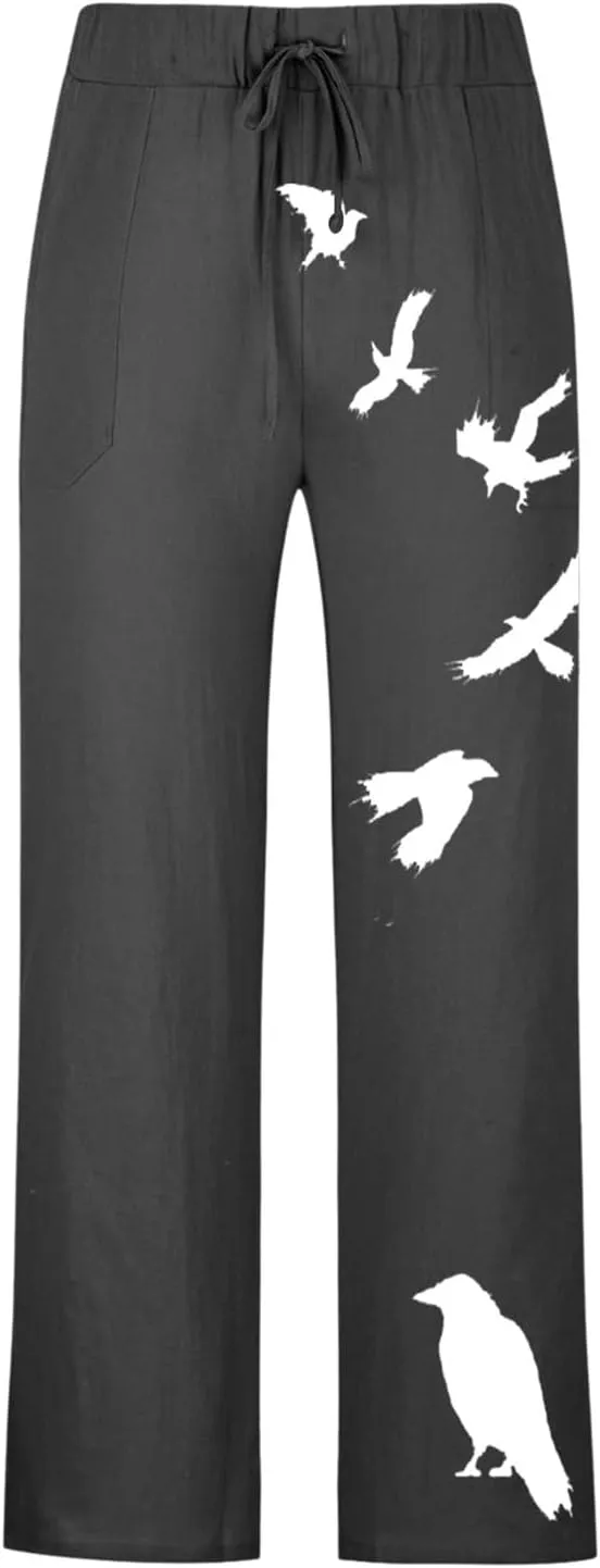 Summer Pants for Men Fashion Tropical Print Pants Elastic Waist Loose Trousers Athletic Joggers Mens Dance Pants