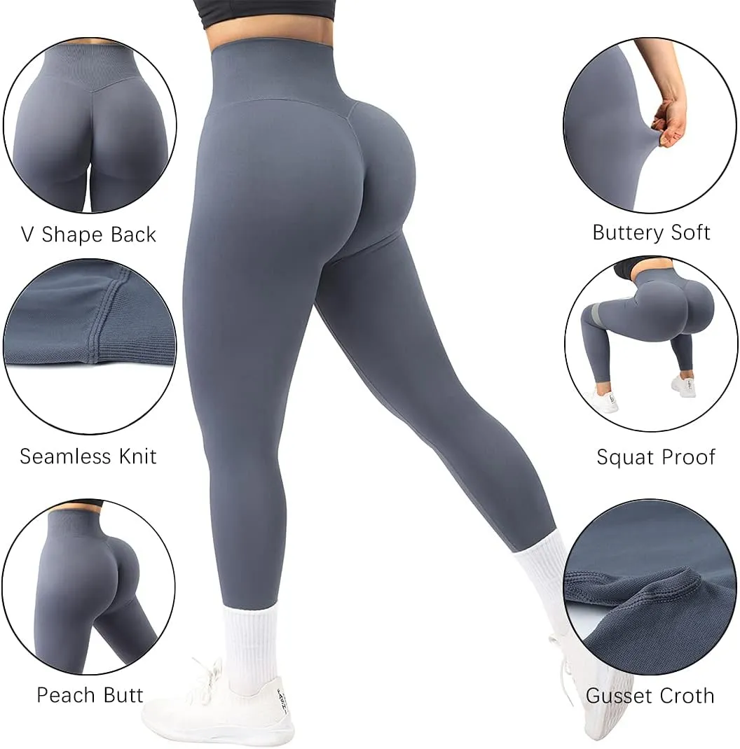 SUUKSESS Women Seamless Butt Lifting Leggings High Waisted Workout Yoga Pants