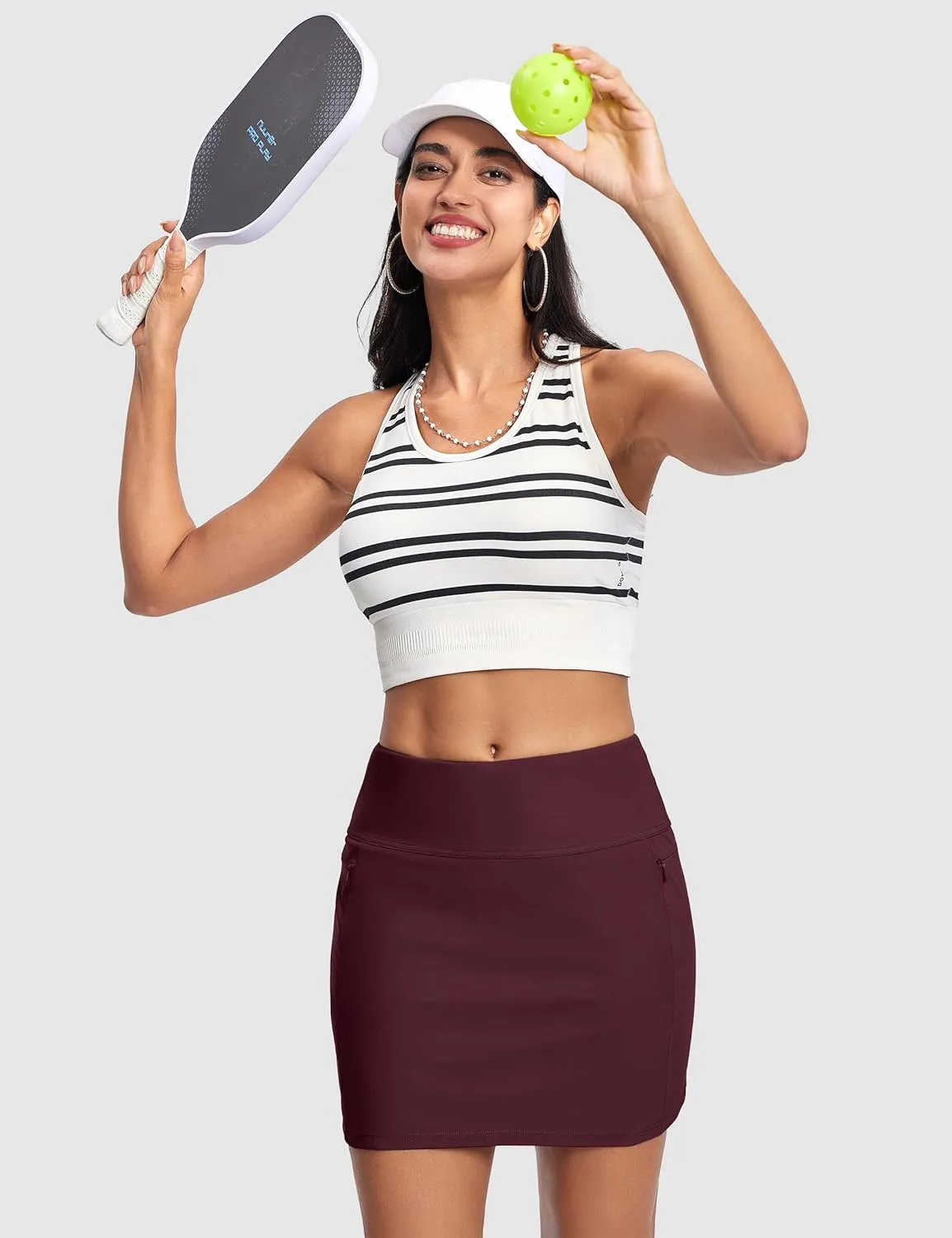 Swim Skirts for Women High Waisted Tummy Control Quick Dry UPF 50 Bathing Suit Skirt with Liner Zipper Pockets