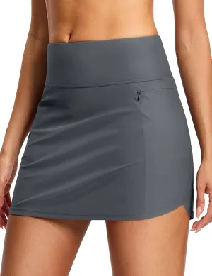 Swim Skirts for Women High Waisted Tummy Control Quick Dry UPF 50 Bathing Suit Skirt with Liner Zipper Pockets