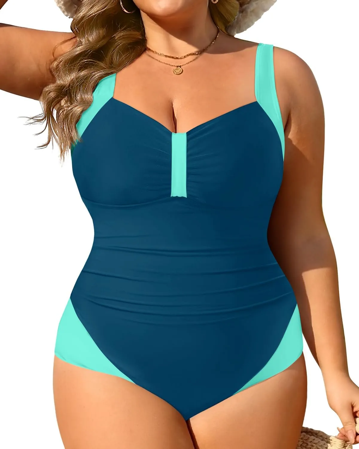 Tempt Me Women Plus Size One Piece Swimsuits - Tummy Control Bathing Suits 2025 Color Block Swimwear